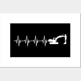 Excavator Heartbeat Posters and Art